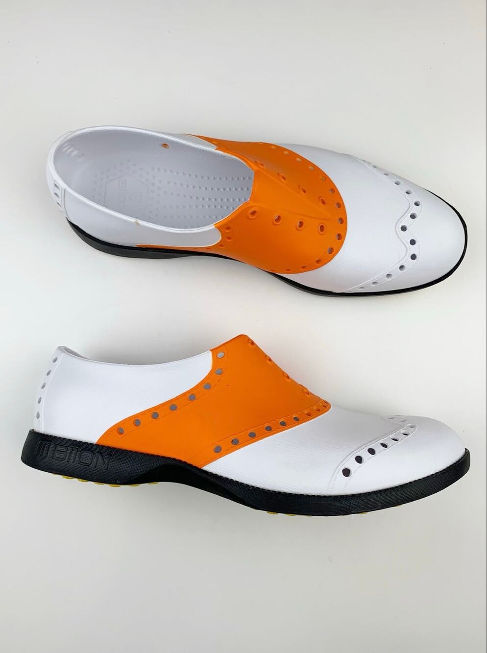 Biion The Oxford Golf Shoes Orange White Slip On Spikeless Men’s 10